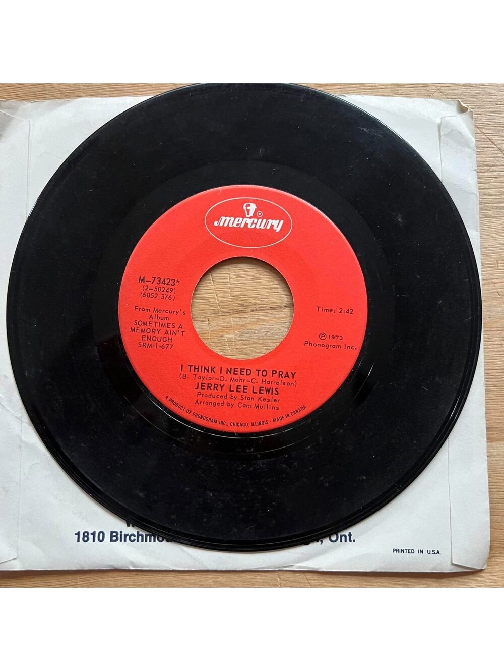 Jerry Lee Lewis - I Think I Need to Pray 45rpm VG+ R15
